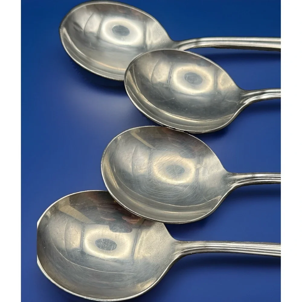 VTG 1847 Rogers Bros ETERNALLY YOURS Round Bowl Soup Gumbo Spoons Set Of 4
